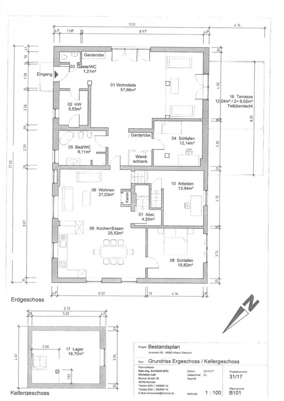 Grundriss, Erdgeschoss / Kellergescho� Einfamilienhaus Ahaus-Wessum